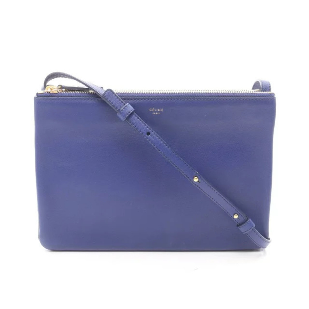 Celine TRIO Crossbody Bag Leather Blue